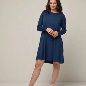 Wool& Rowena Swing Dress, Size Medium-Long, Marine Blue